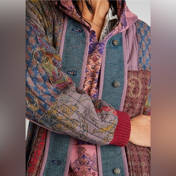 Free People Rolling Thunder coat patchwork - Picture 10 of 10